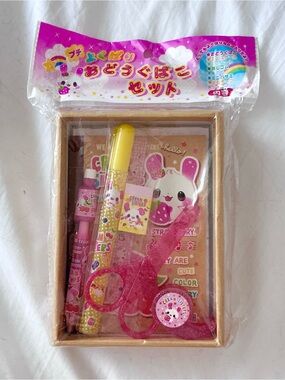 Kawaii kids Japanese Cute Bunny Stationery Toy Set cream sisters